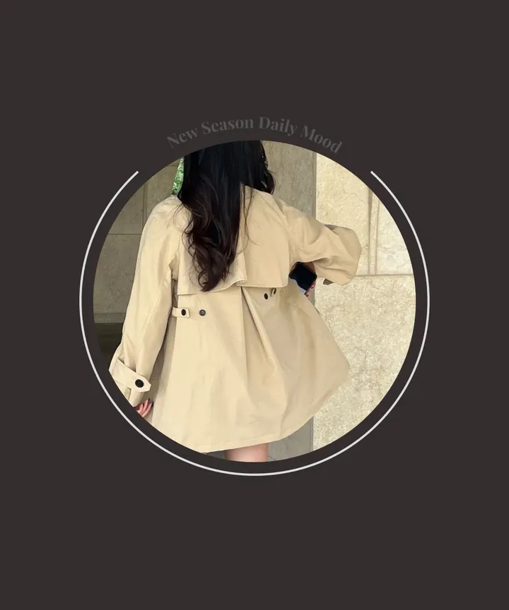 [봄 가을 필수🍂] 숏 케이프 트렌치 하프코트 2color 상세 이미지 7