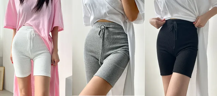 쫀쫀 스판 스트링 4부 골지 레깅스 3color 상세 이미지 2