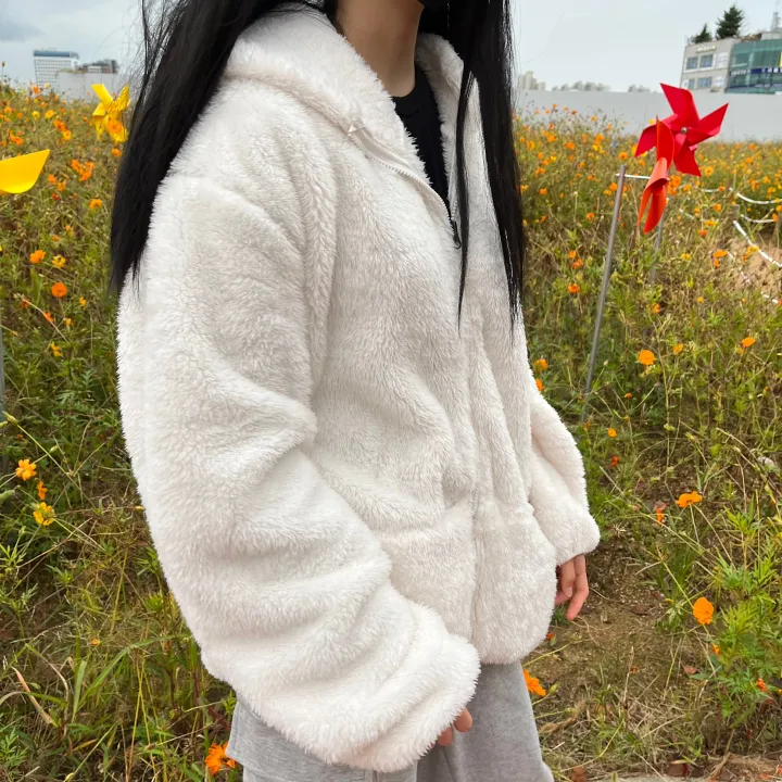 3size 남녀공용 커플룩 양털 후리스 후드집업 2color 상세 이미지 4