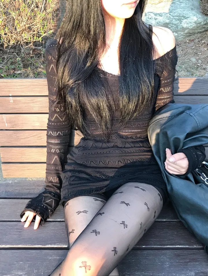 See-Through Knit Dress Top 상세 이미지 6