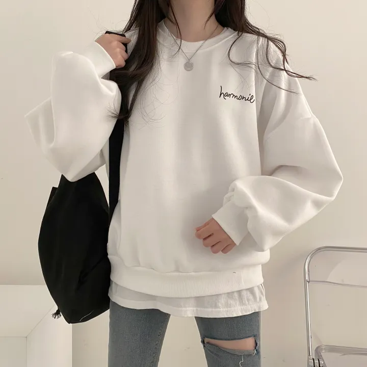 당일발송⚡[데일리/묶음할인] 심플 오버핏 하모니 레터링 맨투맨 4color 상세 이미지 10
