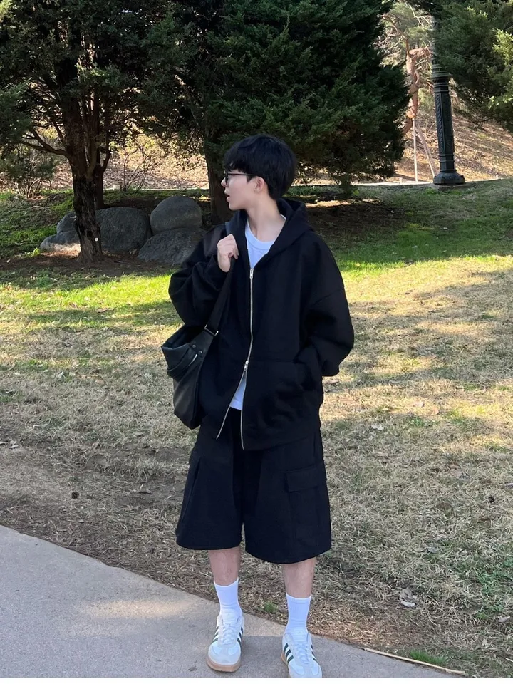 🌼당일출고🌼💗2000장 돌파💗[고퀄 핏대박/7Color/신상] 빅사이즈 투웨이 후드집업 카고 버뮤다 팬츠 트레이닝 세트 커플룩 시밀러룩 오버핏 꾸안꾸 트레이닝복 상세 이미지 60
