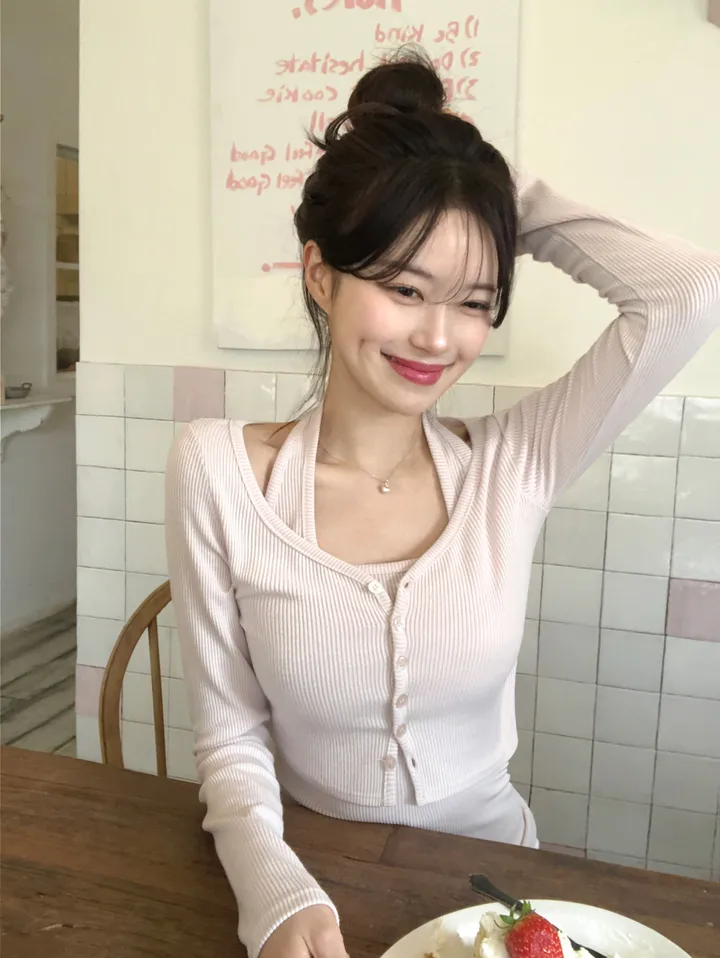 [MADE][2pcs,승모근소멸🤍] 키싱 홀터넥 나시 가디건set (4color) 상세 이미지 37