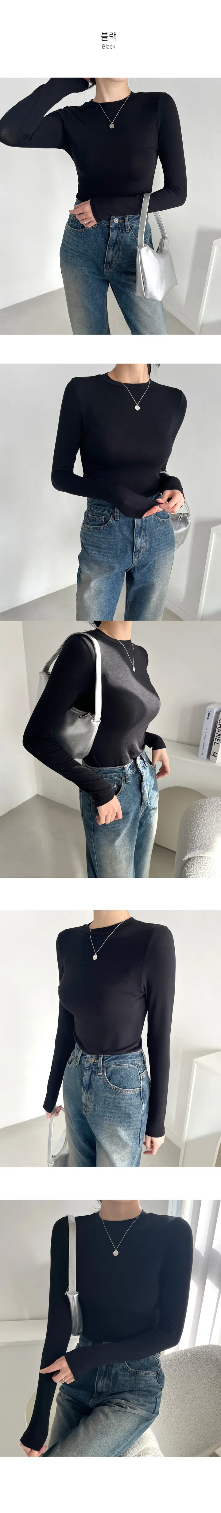 (쫀쫀/핏메이커) 늘씬핏 데일리 슬림 스판 긴팔 티셔츠 12color 이너 레이어드 무지 상세 이미지 22
