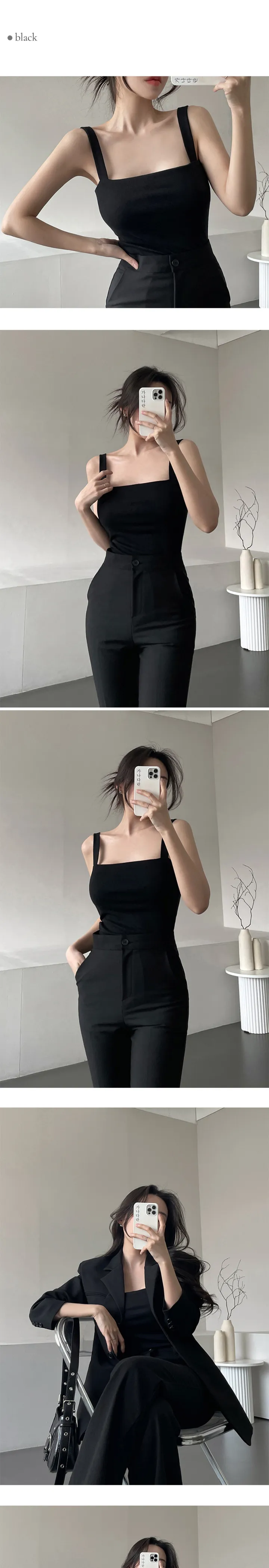 [캡내장/리오더🔥] 가나다란 아이키 스퀘어넥 캡 내장 스판 이너 나시 슬리브리스 4color 상세 이미지 3