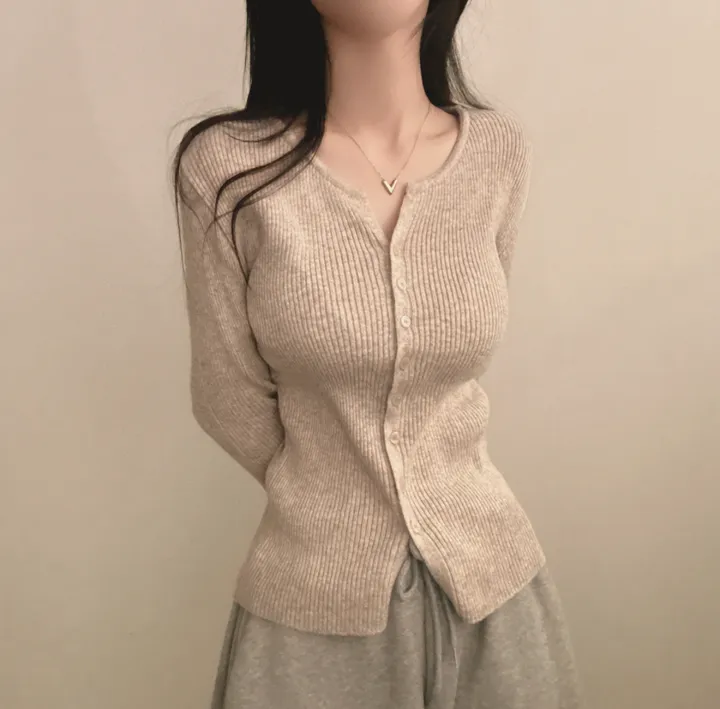 [부들소재,퀄좋아요!] 데일리핏~ 슬림 골지 단추 니트 가디건 5color 상세 이미지 11