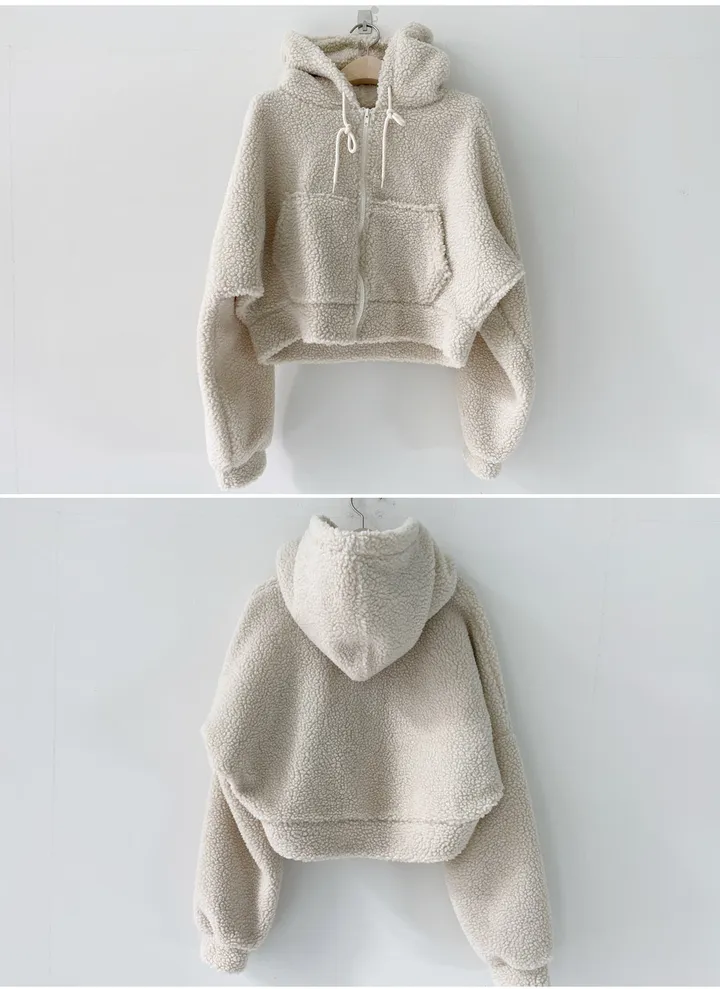 [국내생산/휘뚜루 마뚜루템!]뽀글이 덤블 크롭 후드 집업(3color) 핑크래빗 상세 이미지 56