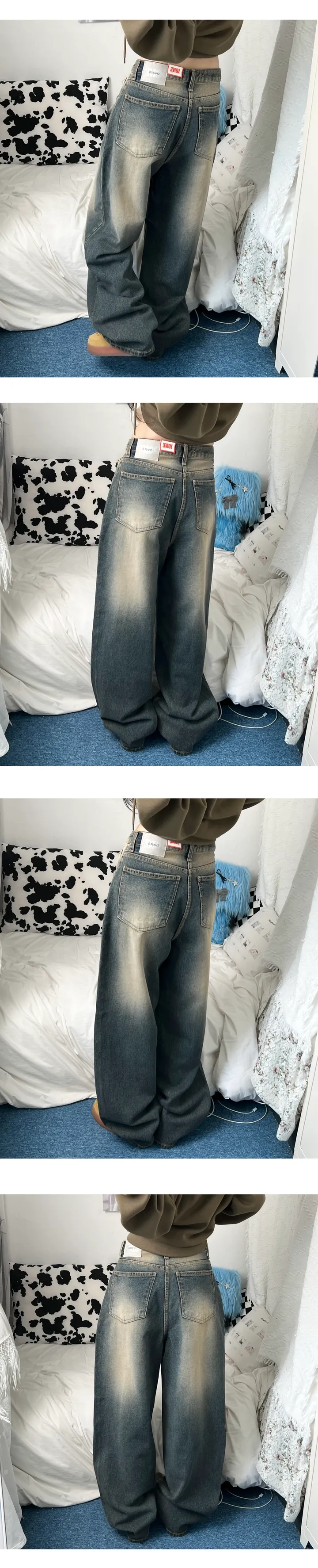 clay washing denim wide pants 상세 이미지 4