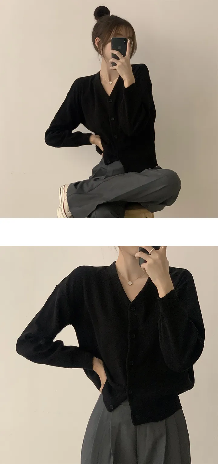 [자신있는 추천/꼭 소장!] 가을준비 시작! 유주 브이넥 니트 오버핏 아우터 무지 데일리 캐주얼 루즈핏 긴팔 가을 가디건 10color 상세 이미지 9
