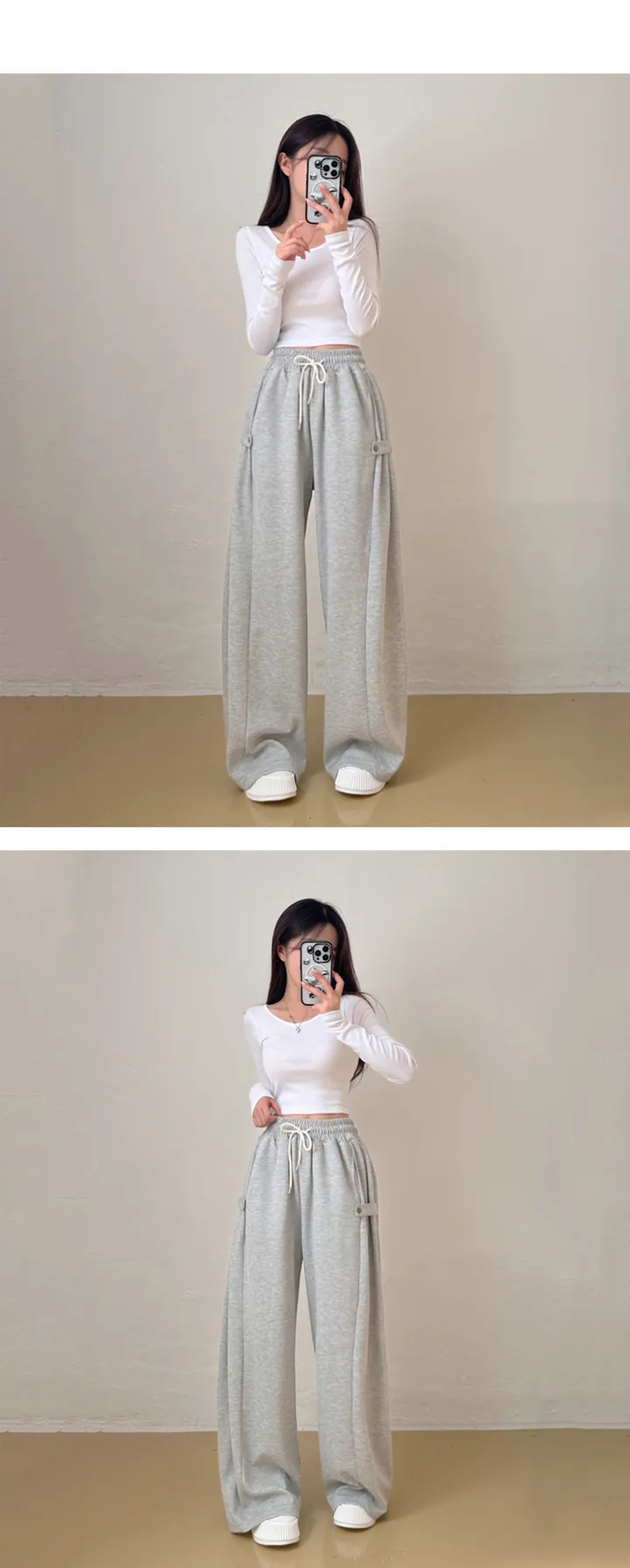기모추가 *9col*[힙데일리🖤/숏,롱/하체완벽커버!] 골반업 비조 사이드 스냅 하이웨스트 트레이닝 와이드 팬츠 상세 이미지 16