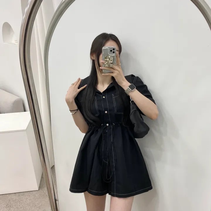 [SET!]스티치 스트링 반팔 셔츠 자켓 반바지 투피스 세트 상세 이미지 7