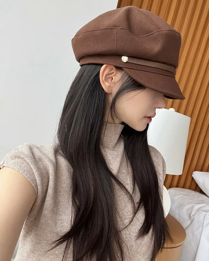 [국내제작]스웨이드 레더벨트 마도로스 캡모자 3color 상세 이미지 21