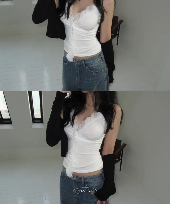 [*feminine🤍] 로제 레이스 랩 나시 lace sv - 3 color 상세 이미지 2