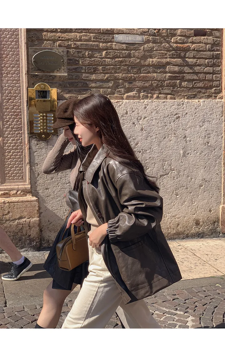 [자체제작/오늘출발/1만장돌파!]#봄🌷 바텐 오버핏 하프 레더 자켓 (데일리룩/개강룩/봄아우터/봄자켓/레더자켓/가죽자켓/루즈핏) 상세 이미지 101