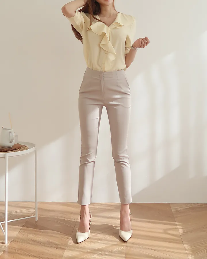 [55~77/일반,기모] 인생핏 슬림 일자 스키니핏 하이웨스트 스판 간절기 겨울 슬랙스 상세 이미지 23