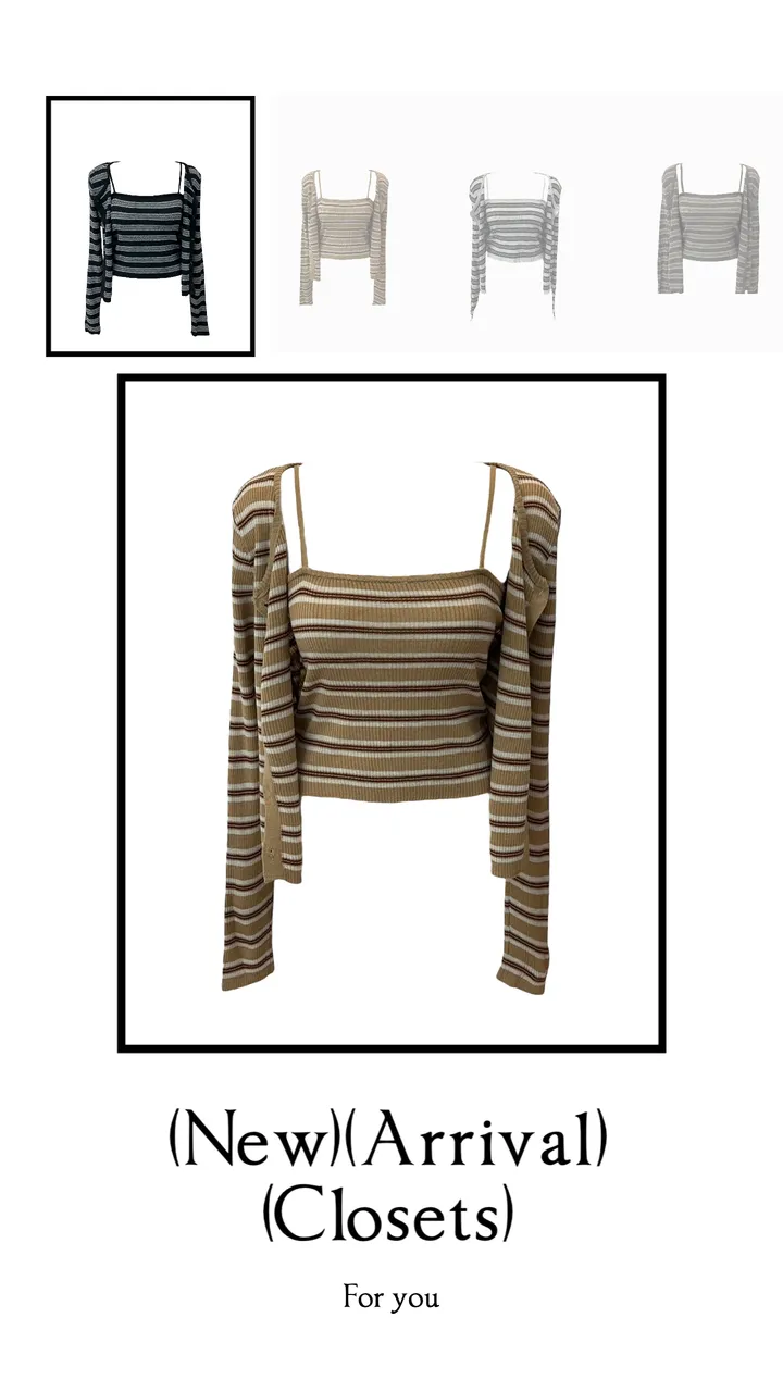 Pico sand sprite sleeveless cardigan set 피코 샌드 스트라이프 나시 가디건 세트 상세 이미지 3