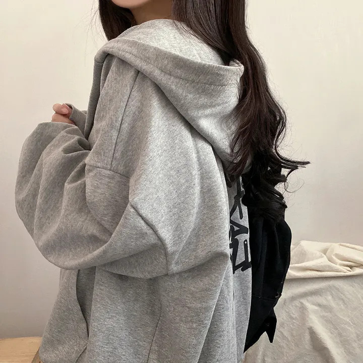 봄신상![넉넉/오버핏] 그래픽 뒷프린팅 레터링 오버 후드집업 4color 상세 이미지 12