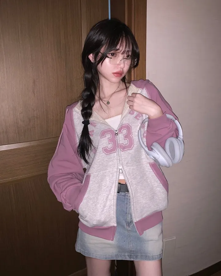 루즈오버핏! 투웨이 배색 레터링 후드집업 -2col 상세 이미지 4