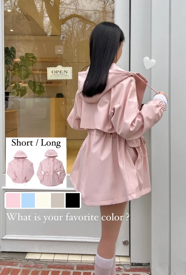 *숏or롱* [MADE🧵] *당일배송* 블라썸 스트링 후드 야상 점퍼 (5color) 간절기 봄자켓 봄야상 봄트렌치 하프트렌치 크롭야상 바람막이 상세 이미지 4