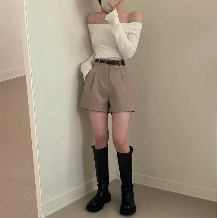 [데일리/벨트SET] 코지 원핀턱 벨트 슬랙스 숏팬츠 상세 이미지 24