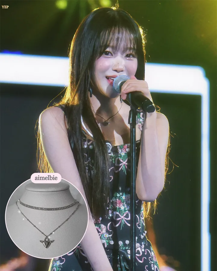 [츄, 조유리 착용] Angelic Heart Lock 엔젤 하트 자물쇠 큐빅 초커 레이어드 목걸이 - 실버 컬러 상세 이미지 4