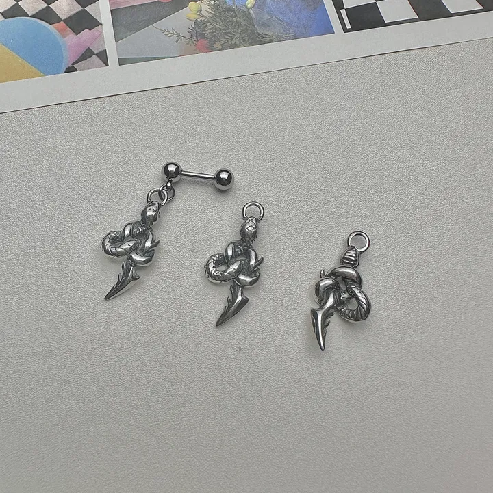 [made] all 써지컬스틸 링 큐빅 별 꼬임 스네이크 유니크 링 볼 피어싱 (4가지 디자인) 상세 이미지 4