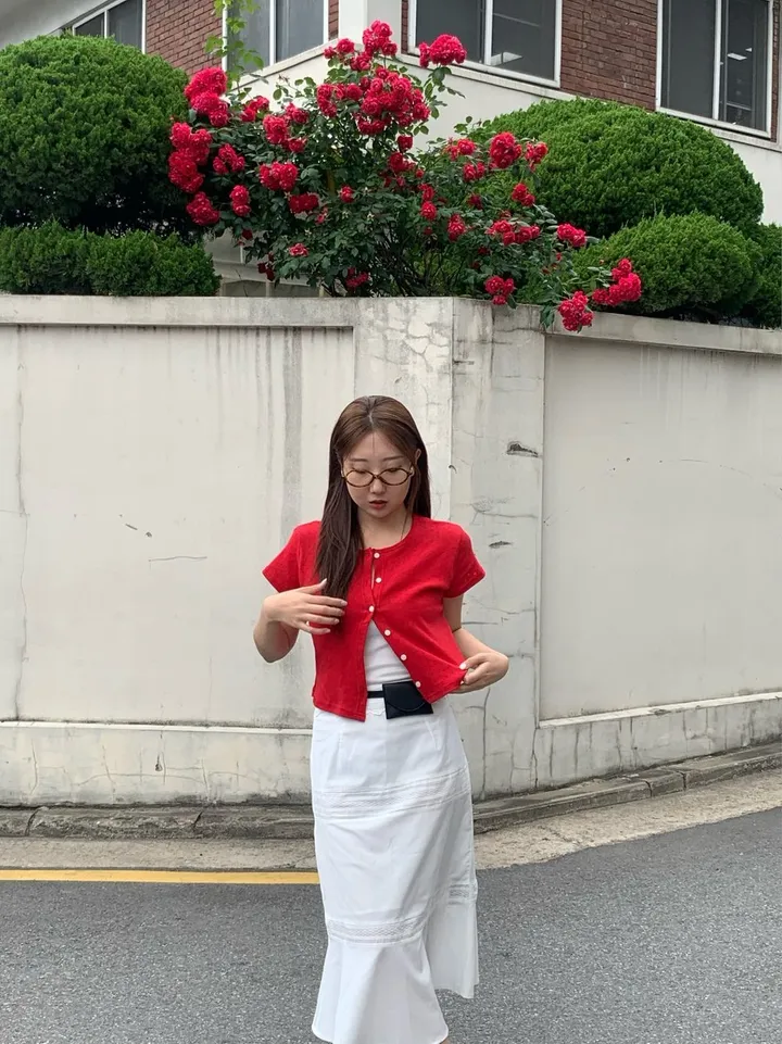 당일발송🌹[플라워 펀칭] 로지 반팔 가디건 - 4컬러 봄 여름 가을 상세 이미지 17