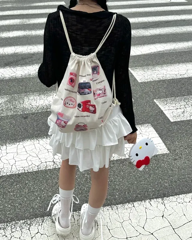 [정품]🍥퀄리티보장/키치스트링백팩4TYPE🍥키치 Y2K 컨버스 스트링 짐색 백팩 가방 보부상백 상세 이미지 6