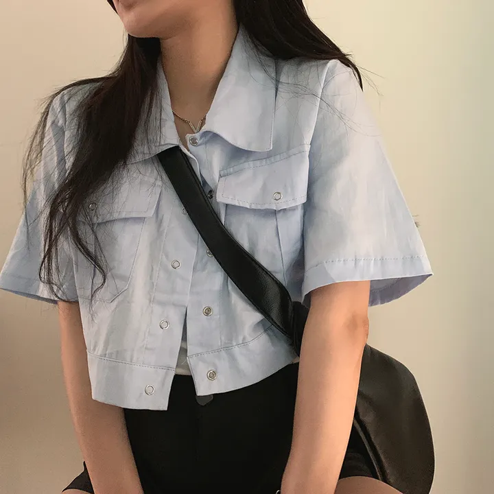 [여름*.*/핏보장🤍] 아몬드 야상 크롭 반팔 자켓 상세 이미지 3