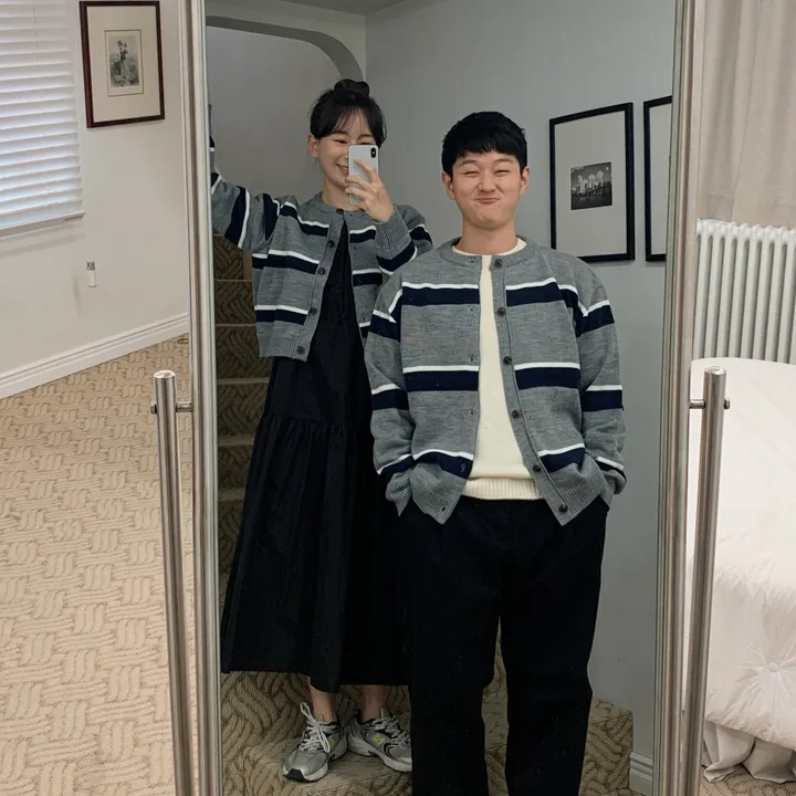 커플룩,시밀러룩베리 단가라 커플가디건 스트라이프 라운드가디건 시밀러룩 봄 꽃놀이 벚꽃 상세 이미지 29