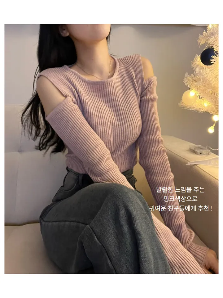 [ cashmere3% ] 골지 트임 긴팔티 (4color) 상세 이미지 2