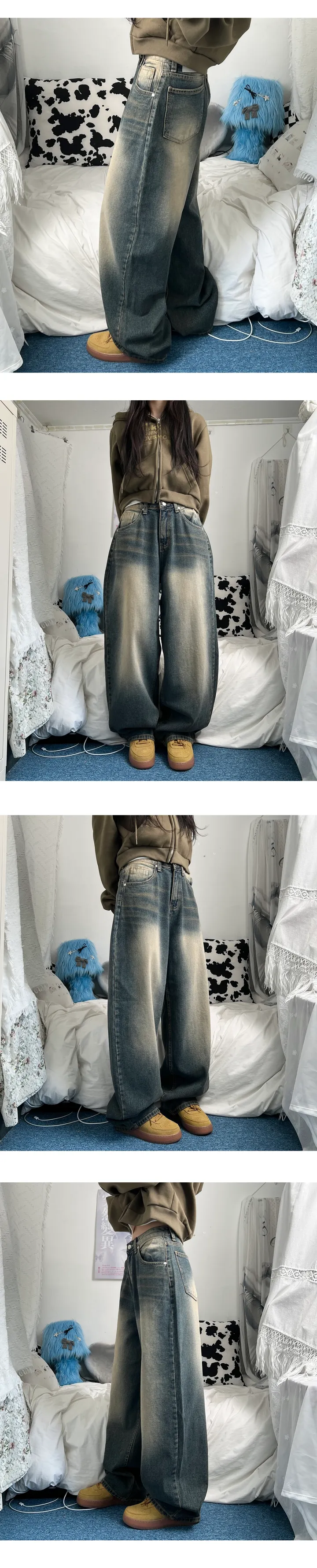 clay washing denim wide pants 상세 이미지 5