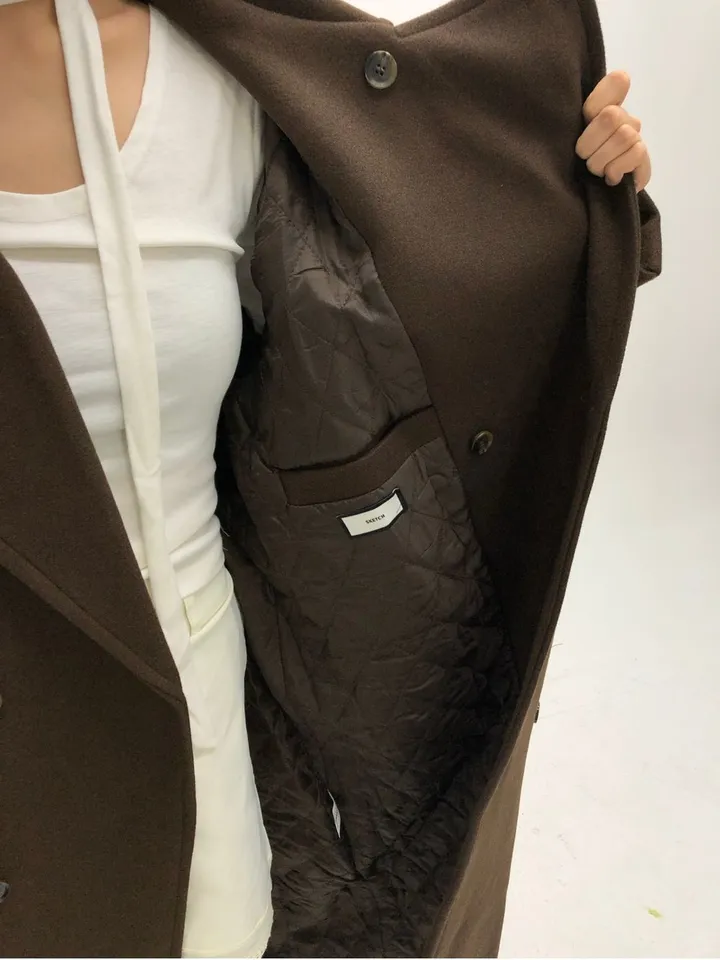 [Unisex] Mael maxi coat (3co) / 울 오버 루즈핏 누빔 안감 벨트 맥시 코트 상세 이미지 18