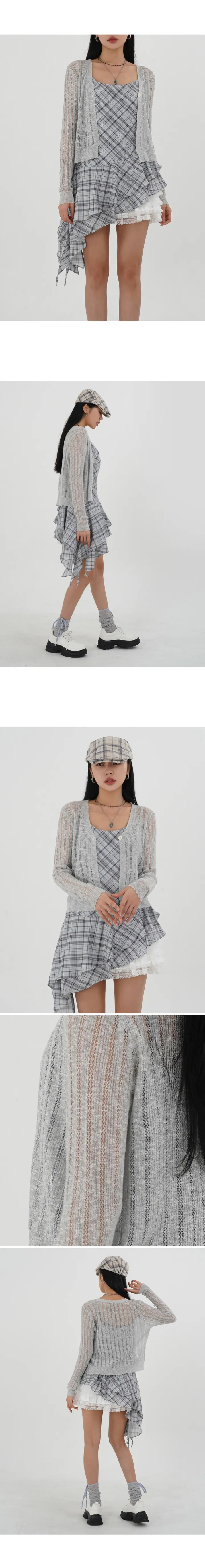[4C] 원단추 펀칭 시스루 니트 가디건 살탐방지 여름가디건 니트가디건 펀칭가디건 기본가디건 기본아이템 상세 이미지 2