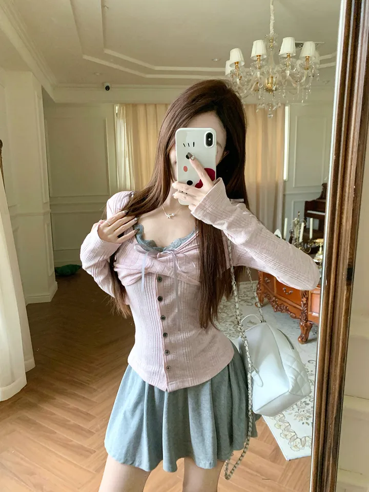 [발레코어 쓰리피스 러블리 페미닌룩] 로안 3pcs 레이어드 나시+가디건+스커트 쓰리피스 세트 상세 이미지 27