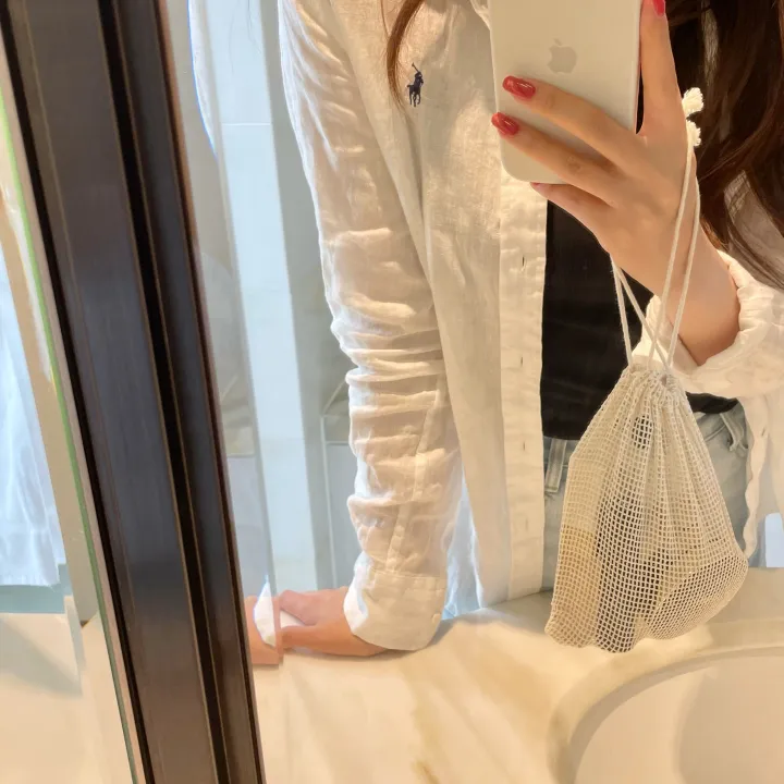 [1+1/ 2개 발송!] 코튼 정리파우치 망사 메쉬  복주머니 파우치 손가방 복조리 비치 휴가 파우치 상세 이미지 12