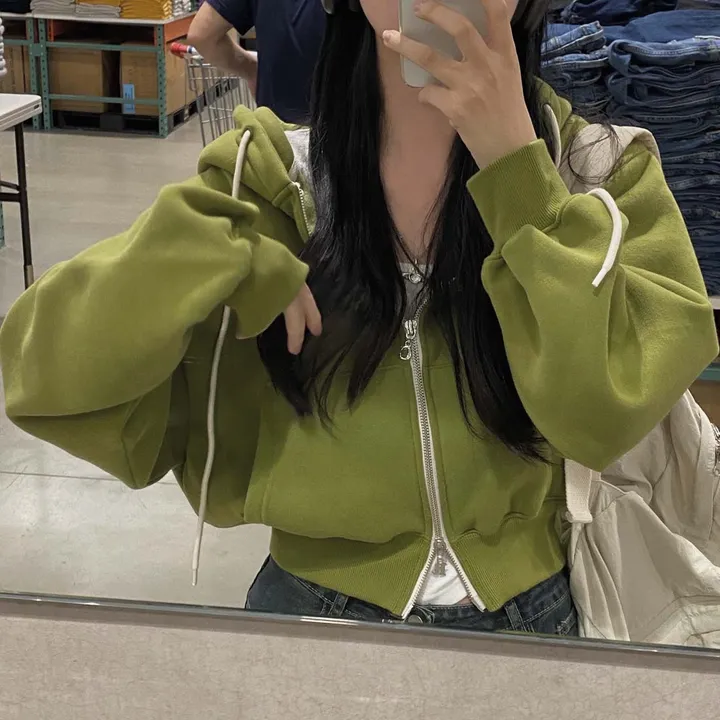 [완전인기✨/백염컬러 당일출고!] 자체제작 크치Made 꿈에 나온 핏, 투웨이 양기모 크롭 후드집업 ver 아우터 자켓 - zipup 상세 이미지 36