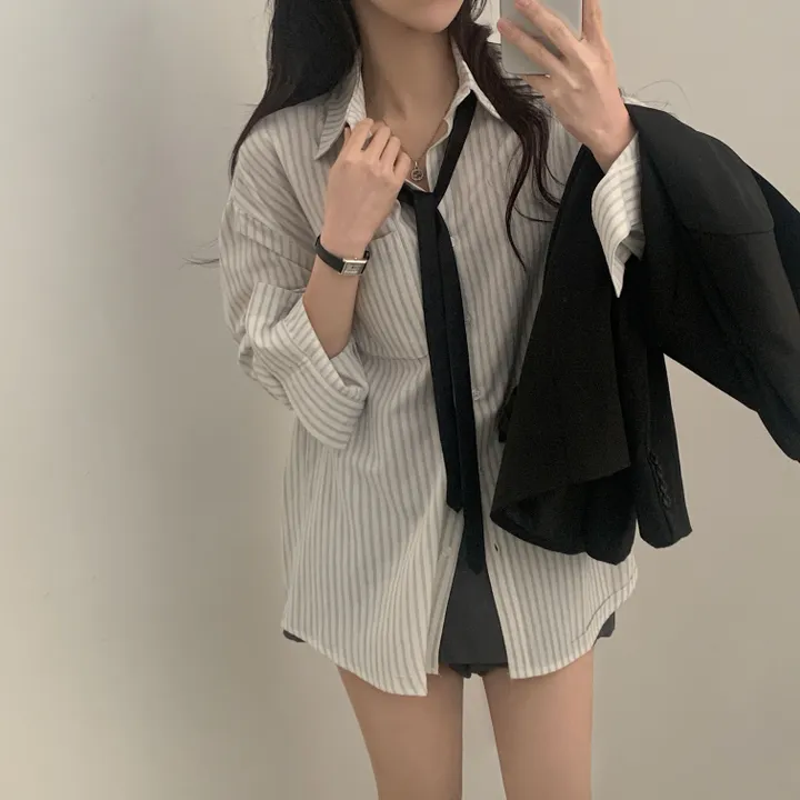 [한여름까지~/오버핏✨] 허니 스트라이프 코튼 포켓 오버핏 셔츠,남방 - 3color 상세 이미지 22