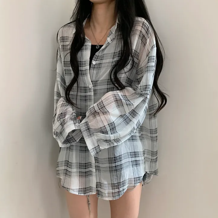 [장마철&휴가철] 은은한 시스루 루즈핏 체크남방,셔츠;2col 상세 이미지 24