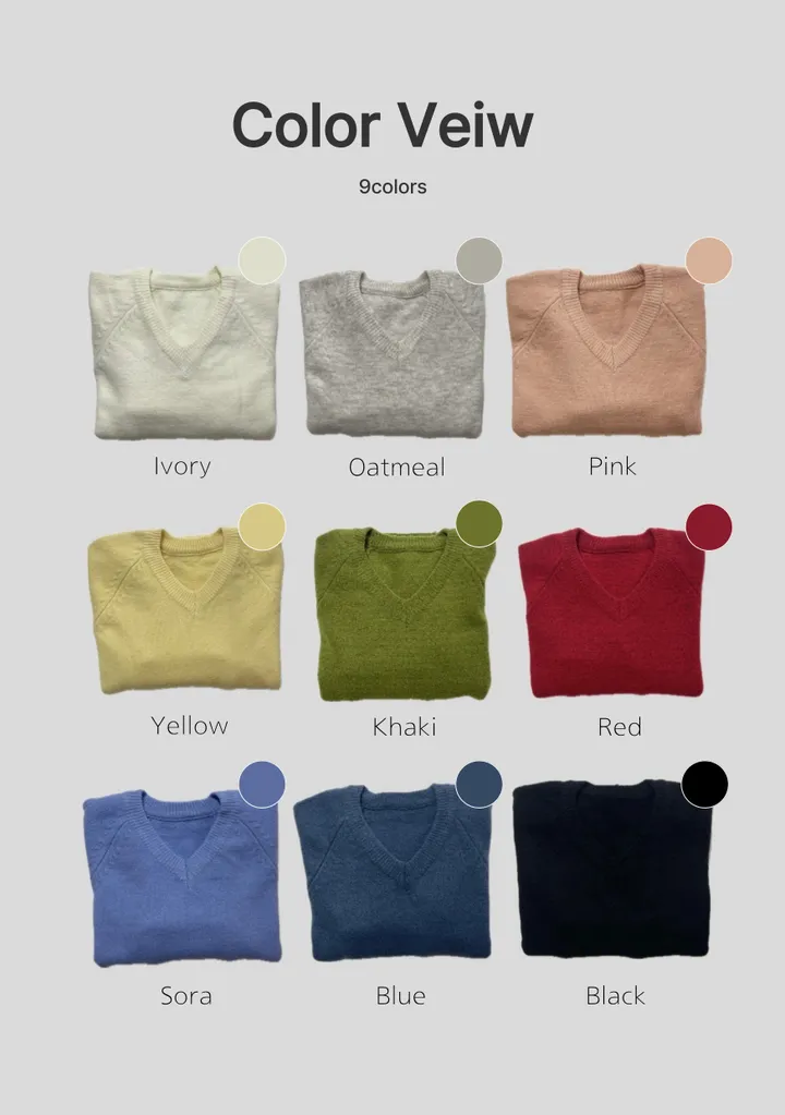 [*주문폭주*/9colors🍂] 아방핏 기본 브이넥 니트 (쫀쫀 폭닥 기본템 가을 무지니트 남여공용 유니섹스 핏보장) 상세 이미지 4