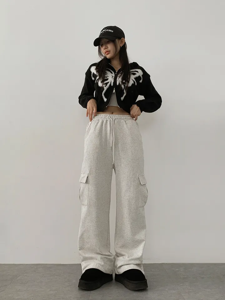 ✨줍줍SALE/마지막수량!!✨[기본,롱기장/가격찐!! 도톰한 쭈리원단 *스트링조절* 데일리 와이드 트레이닝팬츠] 이단쭈리카고스트링팬츠 상세 이미지 4