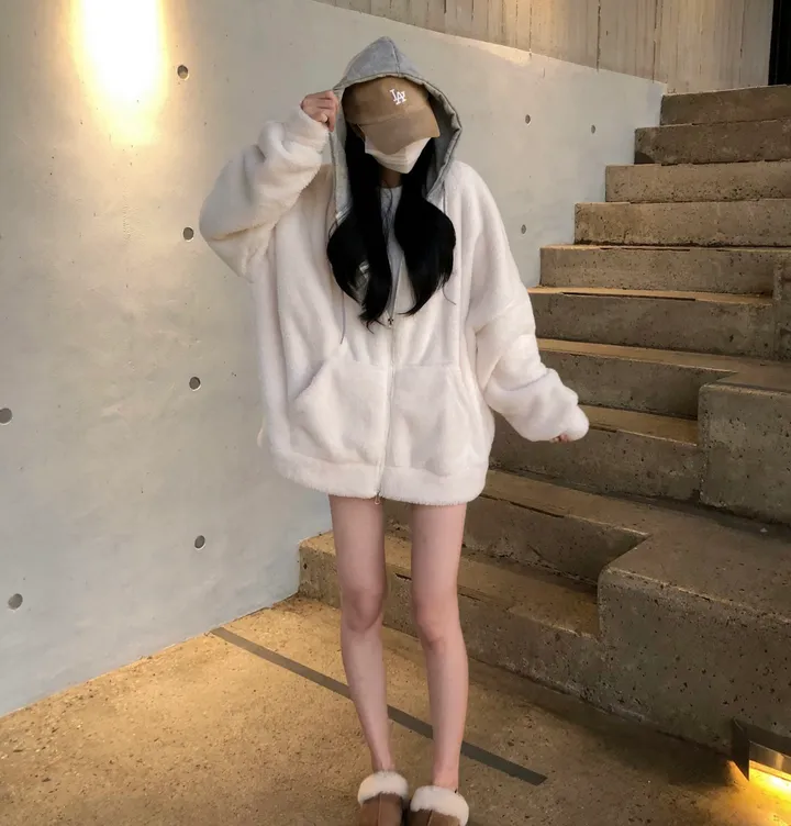 당일🚀[보온성갑/남여공용] 포근 양털 보들 플리스 투웨이 집업 곰돌이 후드 후리스 상세 이미지 28