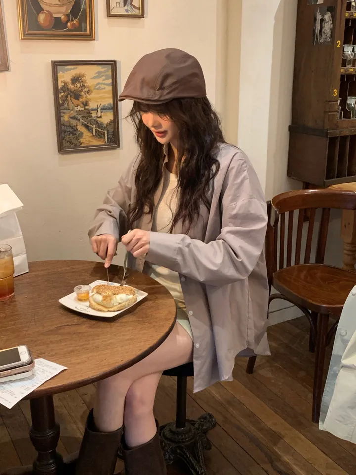 [4천장판매][MADE/핏보장인생셔츠] 에디 프렌치 코튼 오버핏 셔츠 남방 남녀공용 보이핏 레이어드 봄옷 봄신상 봄코디 봄상의 봄셔츠- 7color (KD1457,KD1910) 상세 이미지 38