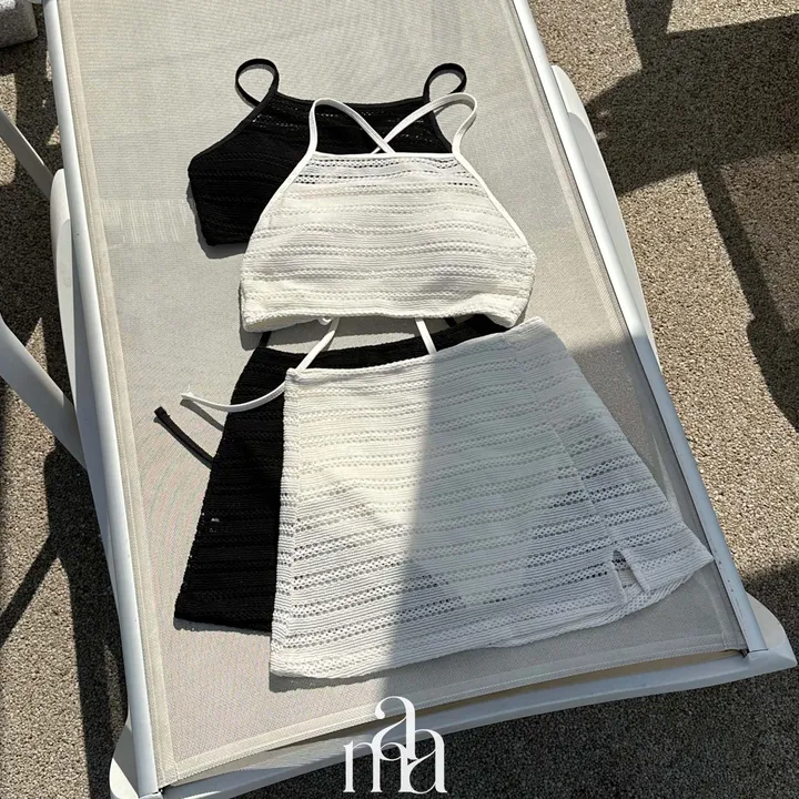 [당일🤍/수영복세트] 하우스 펀칭 홀터 비키니 스윔웨어 비치웨어(2pcs) 상세 이미지 2