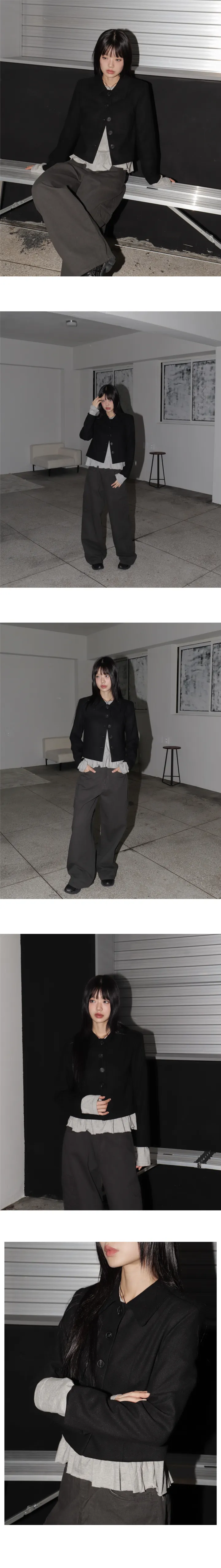 [봄ver추가🤍/MADE] 사에 베이직 피치기모 절개 카라 숏 자켓 상세 이미지 9