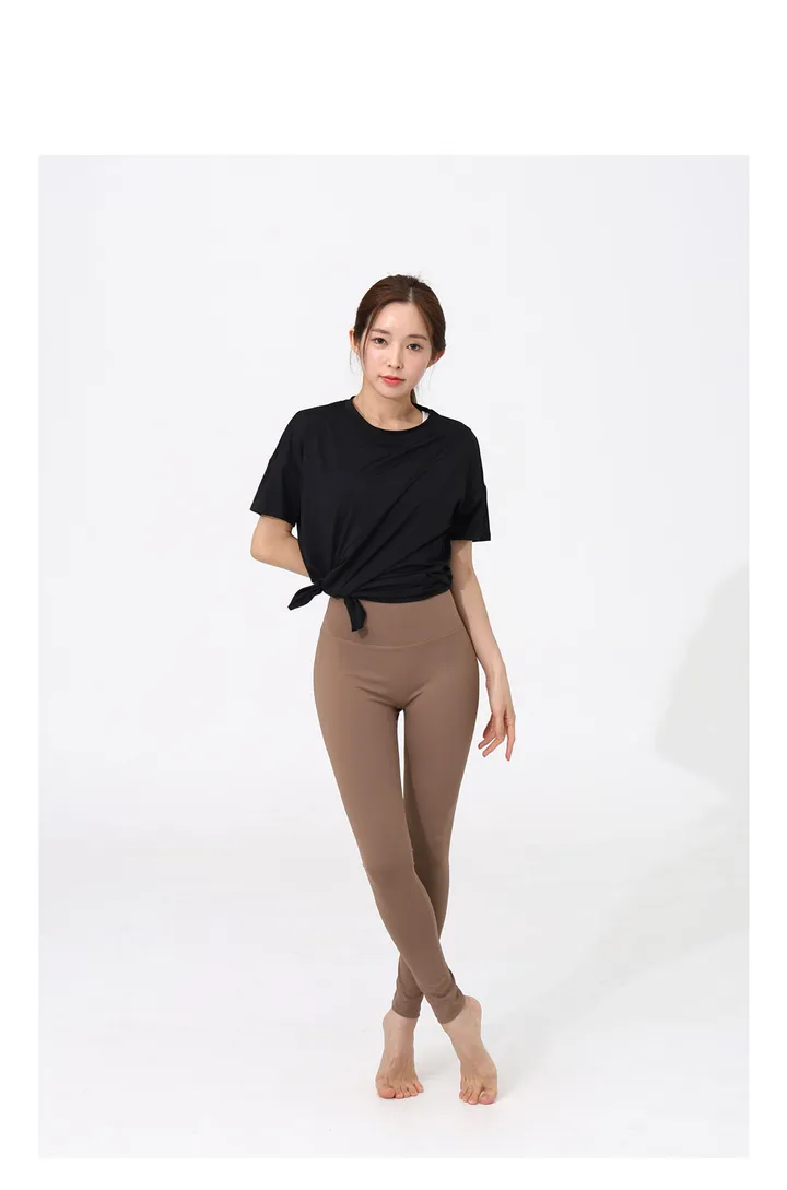 사이드 오픈 오버핏 힙커버 반팔 요가 티셔츠 여성 필라테스상의 루즈핏 요가복 운동복 상세 이미지 30