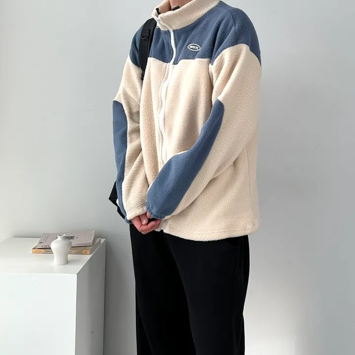 소프트 컬러블록 플리스 집업 자켓 후리스 점퍼 아우터 컬러블록오버핏플리스집업 상세 이미지 8