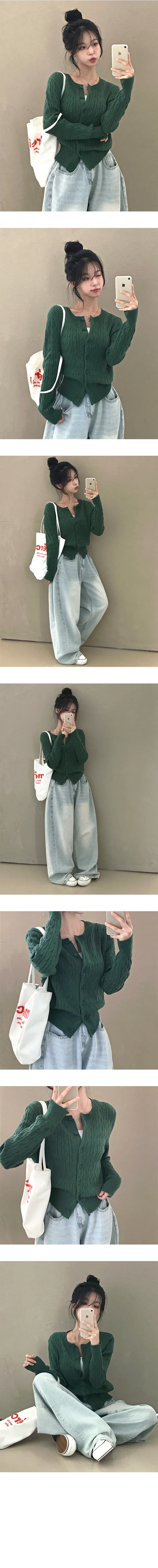 *묶음할인[핏존예/베이직템] 라운드 꽈배기 버튼 긴팔가디건 상세 이미지 6