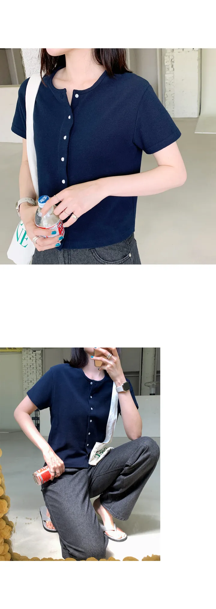 [1.5만장돌파/F~L,무조건소장](F,L) 와플반팔가디건T 상세 이미지 11