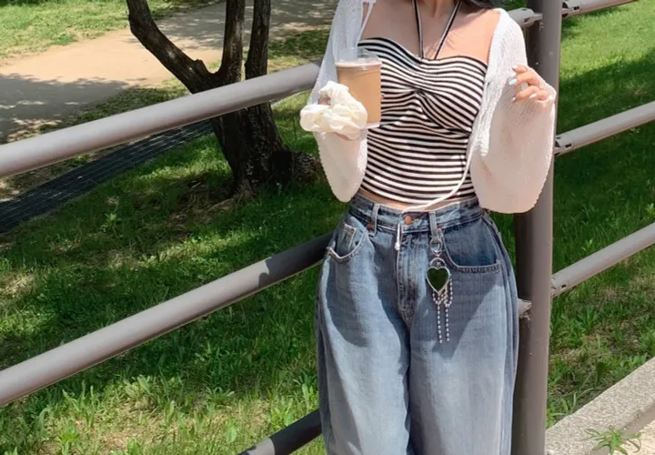[여름필수☀/핏보장] 살안타템 8컬러 부클 썸머 살안타템 볼레로 리본 끈 크롭 루즈피 여리가디건 상세 이미지 8